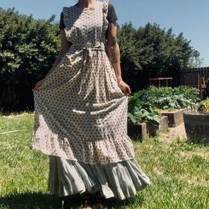 Vintage Prairiecore floral maxi apron pinafore